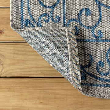 Charleston Vintage Filigree Textured Weave Indoor/outdoor Round Rug